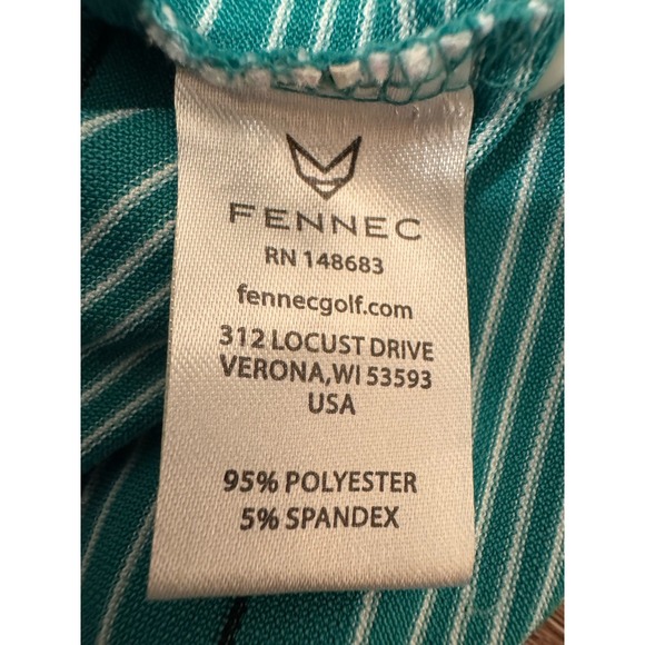 Fennec Golf Polo‎ Shirt Men Green Stripe White - L - Picture 6 of 8